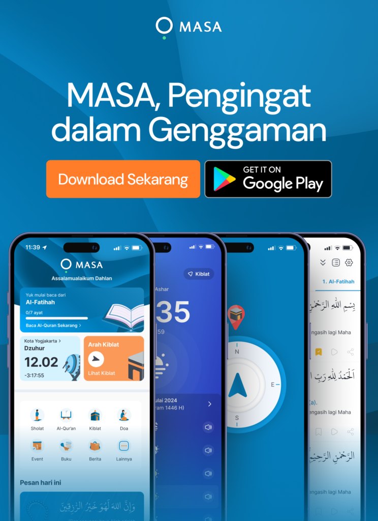 MASA, pengingat dalam genggaman — aplikasi Muhammadiyah: jadwal sholat, Al-Qur'an, arah kiblat. Download sekarang di Google Play.